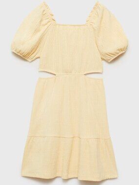 Pastel Yellow Short Sleeeve Cut-out dress Girls Sz 11/12